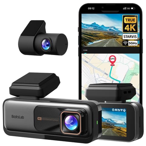 BOTSLAB 4K Dash Cam Front and Rear, 170° Ultra Wide Dashcam with ADAS, Night Vision, 24/7 Parking Mode, Sony IMX415 Sensor, WDR, Free 64GB SD Card, 5G/2.4G WiFi, Built-in GPS, Loop Recording