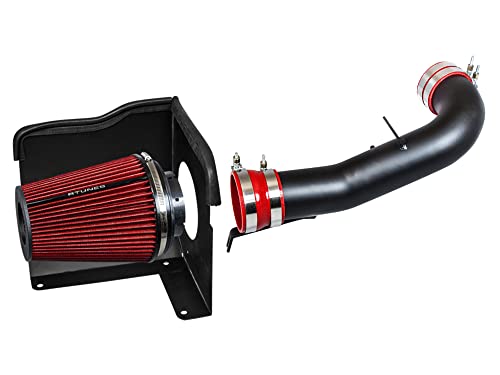 RTUNES RACING BLACK PIPE HEAT SHIELD COLD AIR INTAKE + FILTER Compatible For 07-08 CADILLAC SILVERADO SIERRA ESCALADE V8 4.8L/5.3L/6.0L/6.2L