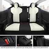 FREESOO Tesla Model 3 Seat Covers 2023-2017 Leather Car Seats Cover Full Set Custom Interior Accessories Blackwhite