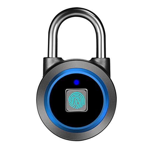 Fingerprint Padlock, Bluetooth Lock, Mobile APP, MEGAFEIS Smart Padlock with Keyless Biometric, Water Resistant, Suitable for Gym, Sports, Bike, School, Fence and Storage(Blue)