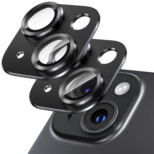 Uniwit [2 Pack Camera Lens Protector for iPhone 14/14 Plus,9H Tempered Glass,Aviation Aluminum Plate Cover,Night Circle,No Bubble,HD Clarity,Case Friendly,Easy Installation-Black