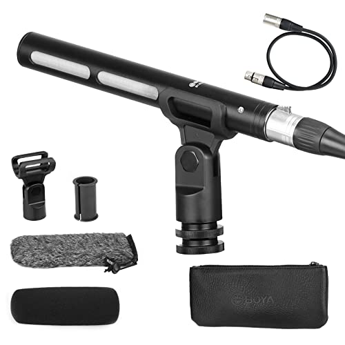 BOYA XLR Microphone, Professional Cardioid Mini Shotgun Condenser Mic with 12-48 Phantom Power for Video Camera Recording Film Interview ENG/EFP