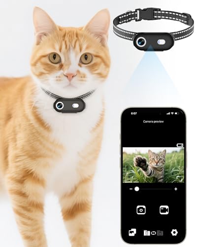 LuminiCam Cat Camera Collar with Phone APP,1080P HD Video Recording,Easy to Check Videos on APP, XS-Size Cordless Cat & Dog Collar Cameras,Rechargeable Pet POV Cam