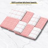 Oven Mitts Kitchen Towels Dishcloths with Pot Holders Sets 12PCS, Dish Towels Sets, Oven Gloves Pot Pads Heat Resistant 500 Degrees with Non-Slip Silicone Surface for Cooking Baking Grilling-Pink