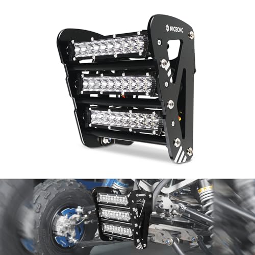 NICECNC 60W Front Bumper Protector with Headlight Kits Compatible with Yamaha Raptor 700 YFM700R 2014, Raptor 700 YFM700 2013 2015 2016 2017 2018-2024, Raptor 700R YFM700R 2013 2015-2024, See Fitments