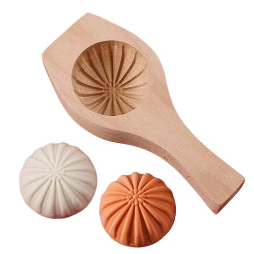 Hand carved wooden steamed stuffed bun mold, pattern steamed stuffed bun mold, DIY Mid Autumn moon cake, steamed stuffed bun, Dim sum making tools (Flower Bun)