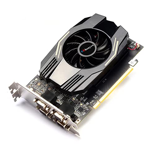 SRhonyra 4 Monitor Video Card VGA Outputs HD7600 Graphics Card 128-Bit GDDR5 2GB Multiple Displays Graphics Card 6VGA GPU PCIe 2.0×16 Bus Powered