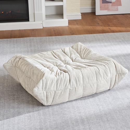 HABUTWAY Bean Bag Ottoman, Foot Rest, Pouf Ottoman, Fireside Chair Memory Foam Lazy Bean Bag Sofa for Living Room, Bedroom, Dorm, Office (Beige)