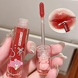 6Pcs Bear Lip Glaze Jelly Lipstick, Liquid Lipstick Cute Bear Lipgloss Moisturizing Lip Stain Plumping Water Lip Gloss Waterproof Long Lasting Cheek Rouge Tint Cosmetics Beauty Makeup