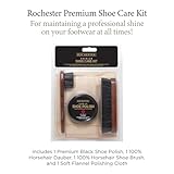 Rochester Premium Shoe Care Kit, Leather Shoe Care Kit with Black Shoe Polish, 100% Horsehair Dauber, 100% Horsehair Shoe Brush, and Soft Flannel Polishing Cloth, Shoe Accessories