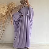 Burkas for Women Hijab Solid Abaya Muslim Prayer Islamic Maxi Gown Kaftan with Scarfs Dubai Full Length Dress Eid Formal Gown 2-Piece Prayer Set Light Purple 2pcs One Size