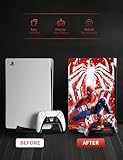 Heiko PS-5 Skins Console Disc Version Compatible with PlayStation 5 Console/Controller Skin Stickers, Bubble-Free Waterproof Protection, Third-Party PS5 Accessories (Blood Spider Man)