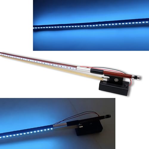 Yinfente Full Size Violin Bow 4/4 Advance Brazilwood Violin Bows with LED Light Blue Color fun gift