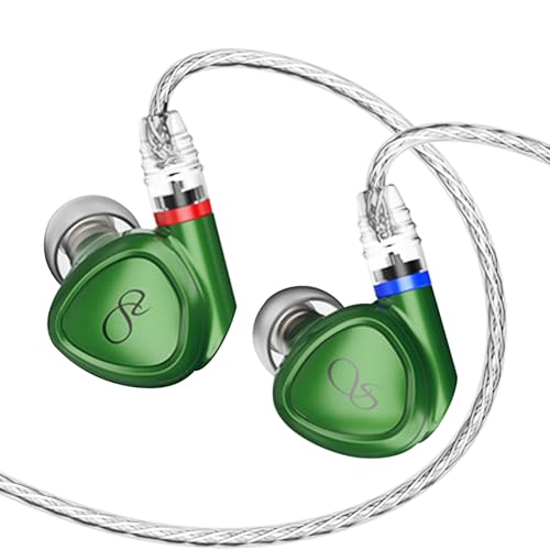 SHANLING MG100 in-Ear HiFi Headphones,Hi-Res Dynamic Driver iems,Wired Audiophile Earphones,Detachable MMCX Cable,3.5/4.4mm Plug,Sound Tunning Nozzles(Green)