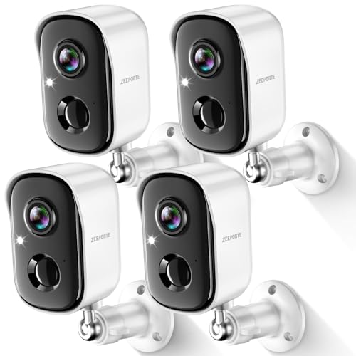 Security Cameras Wireless Outdoor, 2K Battery Powered WiFi Cameras for Home Security with AI Motion Detection, Color Night Vision, Spotlight, Siren, Waterproof, SD/Cloud Storage - 4 Pcs