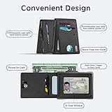 umoven Wallet for Men - Pop Up Case, Cash Slot, and Credit Card Slot - Slim Aluminum Wallet with RFID Blocking, Minimalist Leather Wallet Front Pocket with ID Window (Gravel Black)