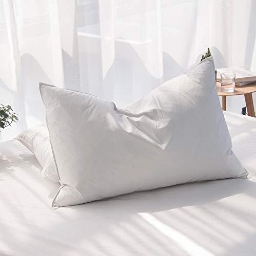 AIKOFUL Luxury Feathers Down Pillows Queen Size Set of 2, Hotel Quality Fluffy Bed Pillows, Soft Pillows for Sleeping, Organic Cotton Cover(20x28”, Pack of 2)