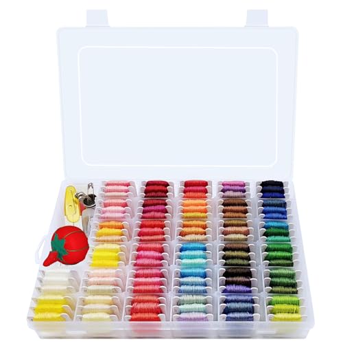 Peirich Embroidery Floss Cross Stitch Supplies, Friendship Bracelets String Kit Embroidery Floss Kit Cross Stitch Kits with Organizer Sewing Boxes Cross Stitch Tools - Gift for Christmas Birthday