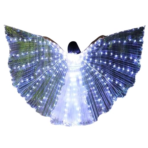 Myohyinwon Light Up Led Isis Wings Belly Dance Carnival Rave Disco Costumes Outfits for Women Adults for Christmas Halloween Party (White)