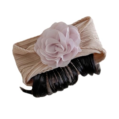 XZQYDS Baby Flower Wigs Bangs Headband Infant Floral Faux Hair Band Fashionable Flower Wigs Hair Accessory for Girls Aged 0-6