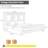 Mirightone King Size Platform Bed with Tall Headboard & Footboard, Pinewood King Bed Frame with Wood Panel Bed Base, No Squeak, No Box Spring Needed, Traditional Style, Brown