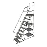 Tri-Arc KDSP109246 9-Step Stock Picking Industrial & Warehouse Steel Rolling Ladder with Perforated Tread