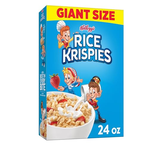 Kellogg's Rice Krispies Cold Breakfast Cereal, 8 Vitamins and Minerals, Rice Krispies Treats, Giant Size, Original, 24oz Box (1 Box)