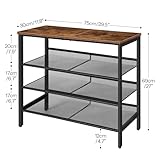 HOOBRO Shoe Rack for Entryway, 4-Tier Shoe Organizer with Adjustable Mesh Shelves, 12-16 Pairs of Shoes, Spacious Floor Mount, Metal, Industrial, Shoe Shelf for Closet, Rustic Brown BF42XJ01