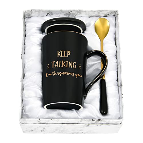 Cabtnca Keep Talking I'm Diagnosing You Mug, Therapist & Psychologist Gifts, Mental Health Gift Mug, 14 Oz Black
