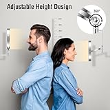 360° Rotation Adjustable 10x Large Wall Mounted Makeup Mirrror, Height Adjustable Lighted Mirror, 8" Double Sided Mirror, 1X/10X Magnifying Bathroom Mirror, Detachable Ring, 3 Color Lights