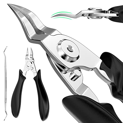 Ingrown Toenail Clippers(Upgrade), Steel Nail Clippers for Professional Podiatrist, Unique Long Handle Curved Blade Tool for Thick & Ingrown Nails, Suitable for Men, Women and Elderly-XIORRY