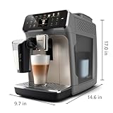 Philips 4400 Series Fully Automatic Espresso Machine – 12 Hot & Iced Coffees, Quick-to-Clean LatteGo Milk System, SilentBrew, QuickStart, Ceramic Grinder, Black Chrome (EP4444/90)