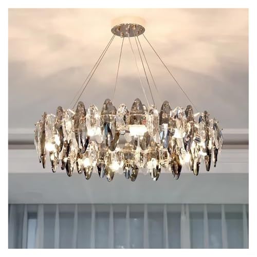 Oldsix Nordic Luxury Crystal Chandeliers Indoor Chandelier Lighting Lustre E14 LED Pendant Lamp for Living Room Art Decor Hanging Lamp,Modern Lighting 1(3color dim,100cm)