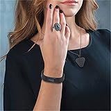 USWEL EMFProtection Necklace Pendant and Bracelet (Set), 7 in 1 Health Engery Bracelet, Sports Magnetic Bracelet - Waterproof and Fits All Wrists, Circulation, Energy & Balance (Black)