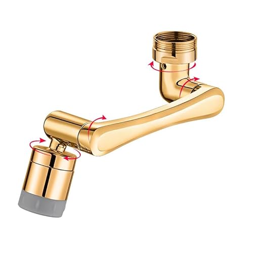 NIXTIDRA 360° + 1080° Rotating Faucet Extender for Bathroom Kitchen, 2 Modes 1440° Swivel Robotic Arm Sink Aerator (Gold)