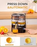 Amzpass Dual-Head Electric Citrus Juicer, Lemon Squeezer with Power Cord and Cleaning Brush, 1-Button Automatic Juicer Machine for Orange, Lemon, Lime, Easy to Clean & Use, Built-in Cutter(Black)