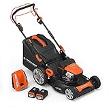 Yard Force 120V 2.5Ah x 2 Lithium-Ion 22” Self-Propelled 3-in-1 Mower with Torque-Sense Control, Brushless Motor - 2 Batteries & Fast Charger Included