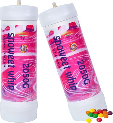 SNOWEET 2050G/3.3L Whipped Cream Chargers Rainbow Candy Cartridge for Whipper Whipped Cream Dispenser (2 Cylinders)