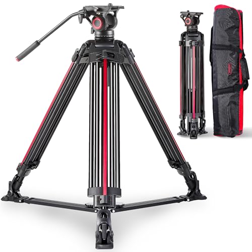 miliboo MTT605A Professional Tripod for Camera Video Tripod with Fluid Damping Head,Heavy Duty Tripods for Photography/Videography,Includes Ground Spreader,Max 22 lbs,Aluminum,Carbon Fiber Optional