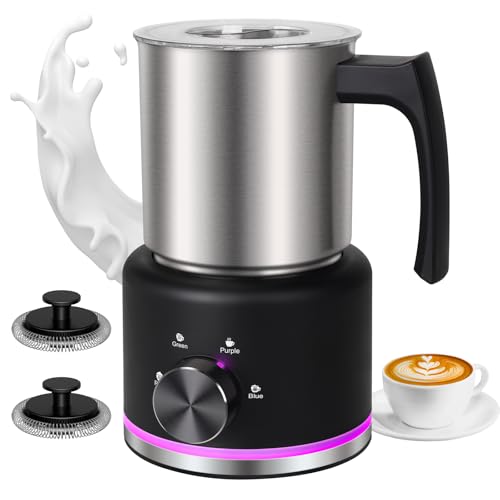 ByNaRIX Milk Frother and Steamer, 16.9 OZ Milk Frother for Coffee, 4 in 1 Frother Separable Easy to Use and Clean, Durable Safe Silent Working for Coffee, Latte, Cappuccino Hot Chocolate, Black