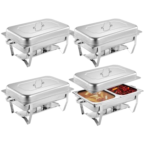 Buffet Chafing Set | Chafing Disher Buffet Servers,Dishwasher Safe Food Trays with Lid, Holder, Buffet Warmers for Weddings, Picnics