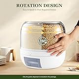 Gdrasuya10 360° Rotating Food Dispenser, 6 in 1 Rice Storage Cereal Dispenser Grain Container Rotating Dry Food Box 10KG