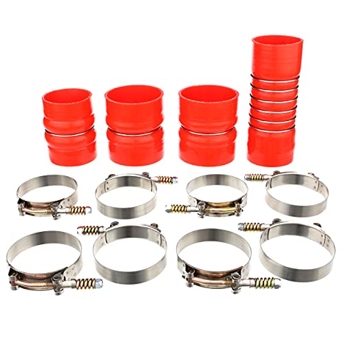 Heavy Duty Silicone Intercooler Hose Boot Kit Compatible with 2003-2007 Dodge Ram Pickup 5.9L Cummins Diesel Provides Resistance to Heat, Pressure, Fuel, and Oil (Red)