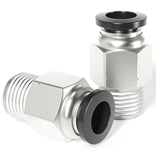 TAILONZ PNEUMATIC Male Straight 8mm Tube OD x 1/8 Inch NPT Thread Push to Connect Fittings PC8-N1 (Pack of 10)