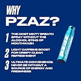 Pzaz Peppermint, Wintermint, Cinnamint Flavored Breath Sprays - Pack of 6 - Bad Breath Freshener with Caffeine, Vitamins - Fresh Breath with 0 Calories & Gluten-Free, Vegan