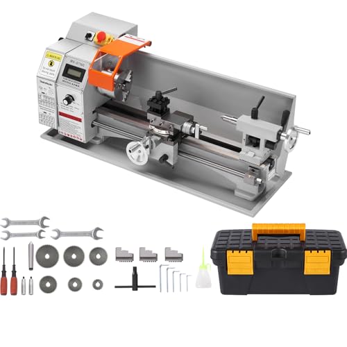 VEVOR 7'' x 16'' Metal Lathe Machine, 800W Precision Benchtop Power Metal Lathe, 150-2500 RPM Continuously Variable Speed, with 3.9'' 3-jaw Metal Chuck Come with Tool Box