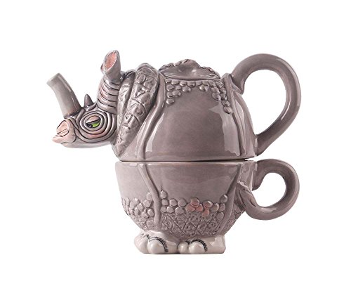 Blue Sky Ceramic 8.5"x5"x6.75" Rhino Tea for One