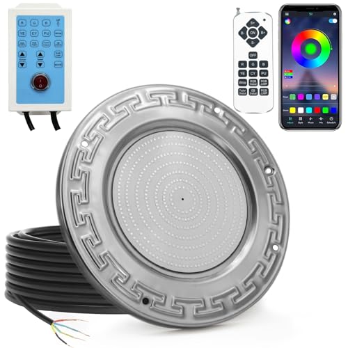 Awanhe Pool Lights for Inground Pool, 60W 10 Inch LED Inground Pool Light with Controller, Remote and APP Control for Wet Niche, Color Changing Underwater Swimming Pool Lights with 50 Foot Cord