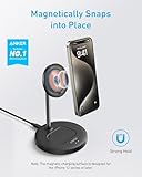 Anker iPhone 16 Wireless Charging Stand, PowerWave 2-in-1 Magnetic Stand Lite with USB-C Cable, For iPhone 16/15/14/13 Series, AirPods (No AC Adapter)