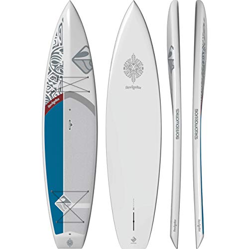 Boardworks Navigator | Touring All Water Stand Up Paddleboard | Bombshell Epoxy Hardboard | 11' 6", White/Grey/Blue